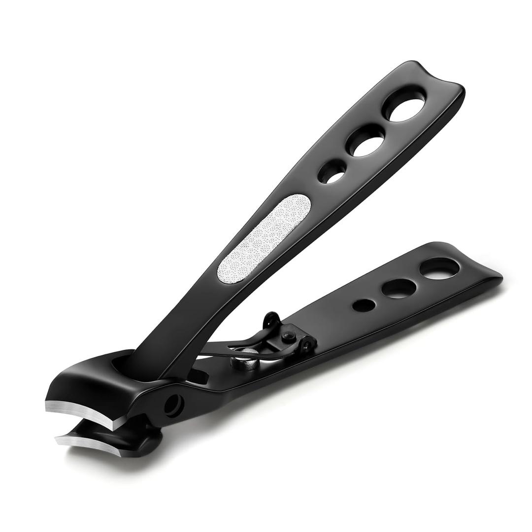 BEZOX Thick Nail Clipper for Seniors, Toenail Clippers for Thick and Ingrown Nails, Fingernail Clippers with Slant Curved Blade and Built-in Nail File - Matte Black