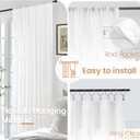 BGment White Linen Curtains 96 Inches Long for Living Room - Semi Sheer Light Filtering Drapes with Rod Pocket for Bedroom Floor Length Lightweight Rustic Window Treatments, 2 Panels Set, 52 X 96 Inch