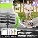 Kick Scooter for Teens & Adults, Foldable Commuter Scooter, Smooth & Stable Ride, Dual Suspension, Disc Brake, Adjustable Height, Supports Up to 330 LBS