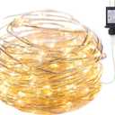 Minetom Fairy Lights Plug in, 33Ft 100 LEDs Waterproof Silver Wire Firefly Lights, Adaptor Included, Starry String Lights for Wedding Indoor Outdoor Christmas Patio Garden Decoration, Warm White