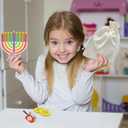 Mini Multicolor Hanukkah Menorah, 5" Inch Children Wooden Chanukah Menorah Set with Removable Wooden Candles, 3" Inch Dreidel, and Gelt Coins (Single)
