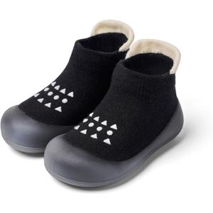 Baby Sock Shoes Baby Walking Shoes Infant Non-Slip Breathable Slippers with Soft Rubber Sole Baby Boys Girls Sneakers (18-24 Months Toddler, Af-39 Black)