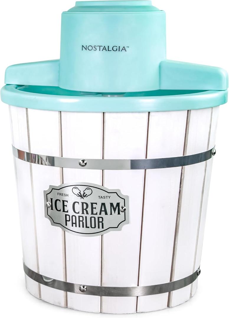 Nostalgia Electric Ice Cream Maker  Parlor Style, Old Fashioned Soft Serve Ice Cream Machine Makes Frozen Yogurt or Gelato in Minutes - Fun Kitchen Appliance  White - 4 Quart