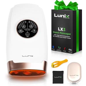 Lunix LX3 Hand Massager, FSA HSA Eligible, Shiatsu Hand Massage Machine with Heat and Compression, 6 Levels Pressure Point Therapy for Arthritis, Carpal Tunnel, and Finger Numbness, Pain Relief (Lx3 White)
