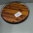 16" Acacia Wood Lazy Susan Turntable with Metal Frame - Large Lazy Susans Organizer Countertop Storage - Wooden Serving Tray for Charcuterie Cheese Board - Kitchen Counter Rotating