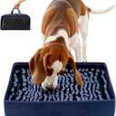FunFurry Snuffle Mat for Dogs, Dog Puzzle Mat, Interactive Dog Toys for Enrichment, Sniff Mats with Non-Slip Backing, Portable Design Easy to Store (Navy, 14" X 12"-Portable)