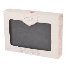 Twine Square Slate Coasters, Modern Square Coasters, Slate with Velvet Backing, Protect Tables and Surfaces, Black, Set of 4 Twine Square Slate Coasters, Modern Square Coasters, Slate with Velvet Backing, Protect Tables and Surfaces, Black, Set of 4