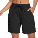 Women's 7" Hiking Cargo Shorts Quick Dry Athletic Short Pants Outdoor Water Resistant Bermuda Shorts with Multi Pockets