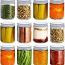 Suwimut 12 Pack Glass Mason Canning Jars, 9 oz Straight Sided Clear Glass Mason Jars, Regular Mouth Glass Jars Storage Containers for Jam, Jelly, Honey, Spice, Wedding Party Favors, Shower Favors