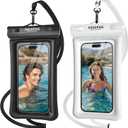 NEPHI IPX8 Floating Waterproof Phone Pouch 2 Pack-Up to 8.0"Floating Phone Case for iPhone Andriod, Dry Bags for Vacation Beach Pool Kayak Cruise Travel Essentials (Black White 2 Pack)