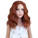 PATTNIUM Kids Ginger Orange Wig Child Short Wavy Wig Dark Orange Wigs for Girls Cosplay Halloween Party Costume Heat Resistant Synthetic Wigs
