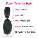 Kinky straight Bundles Crochet Vixen Hair 18inch 3 Pack Natural Black Hair Soft Locs for black women Hair Extension (1B, 18 inch)