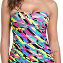 RELLECIGA Women's Ruched Tankini Top (Large)