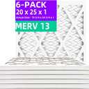 20x25x1 MERV 13 (6-Pack) Pleated Air Filter (Actual Size: 19.75"x24.75"x0.75") MPR 1900 & FPR 10, Furnace Air Filters, 20x25x1 air filter