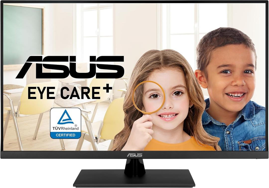 ASUS 31.5 4K HDR Eye Care Monitor (VP327Q)  UHD (3840 x 2160), 99% sRGB, HDR-10, Adaptive-Sync, Speakers, DisplayPort, HDMI, Flicker Free, Blue Light Filter, VESA Mountable,Black