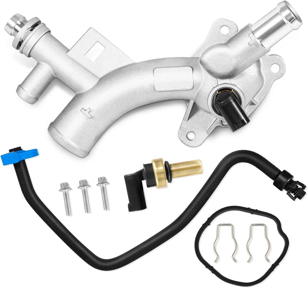 AUTOBABA 902-846 Upgraded Aluminum Engine Coolant Housing Water Outlet with Hose Compatible with Chevy Cruze 2011-2015, Sonic 2012-2020, Trax Buick Encore 2013-2019 1.4L Replace# 25193922 55565334