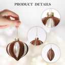 DN DECONATION Brown Glass Christmas Ornaments, Flocked Velvet Hanging Ornament Ball with Assorted Sizes & Designs, Vintage Xmas Tree Home Party Decor (9PCS) (Set of 9)