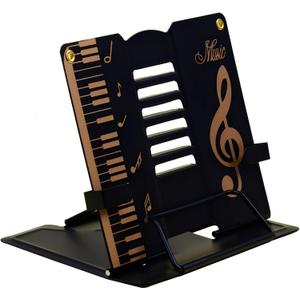 Book Stand, Adjustable Book Stand for Reading, Foldable Book Hoder Stand for Book Lovers Gifts Cookbook Stand (Black Gold)