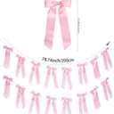 2 x 2 Pack Pink Bow Coquette Decor Garland Banner - 16 Prestrung Satin Pink Bows Garland for Bridal Shower Decorations,Bachelorette Party, Birthday Party, Wedding Wall & Holiday Decor Home Aesthetic