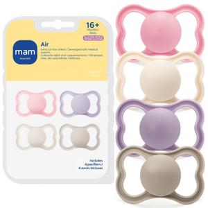 MAM Air Pacifier for Babies 16+ Months, Extra Air Flow for Sensitive Skin, Developed with Medical Experts, BPA-Free Skin Soft Silicone, 4 Pack, Made in Europe