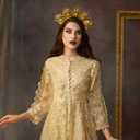 Fantherin Mary Halo Crown Headband Spiked Zip Tie Halo Crown Sunburst Goddess Headpiece with Butterfly (Style 3-Gold)