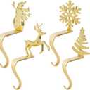 Christmas Stocking Holders Stocking Hanger of 4, Suitable for Fireplace Home Christmas Decorations (Style 1)