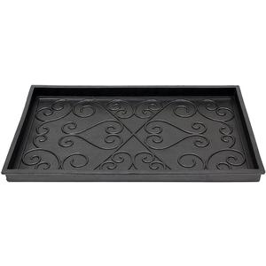 Achla Designs Scrollwork Rubber Boot Tray, Black, 24 inch L, Small (1'2" x 2' (Rectangular))