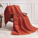 Negwoo Chunky Knit Throw Blanket, 30''*40'' Fall Throw Blanket Knitted Chenille Yarn for Bed Couch, Handmade Orange Crochet Big Thick Blanket, Machine Washable Cute Comfy Blankets for Home Decor