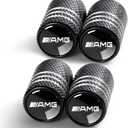 4 x Tire Valve Stem Caps for Mercedes Benz AMG Metal Car Wheel Air caps Auto Valve Stem Caps Accessories 4 Pack Black