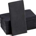 Black Paper Napkins | Linen Feel Guest Disposable Cloth Like Dinner Napkins | Hand Towels | Soft, Absorbent, Paper Hand Napkins for Kitchen, Bathroom, Parties, Weddings, Dinners Or Events | 50 Pack