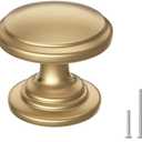Cabinet Knobs 1-3/16 Inch Round Champagne Bronze Dresser Drawer Knobs Zinc Alloy Hardware with Wide Base for Kitchen Bedroom Bathroom