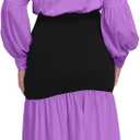 Ekaliy Women's Puff Long Sleeve Shirt Dress Elegant Button Down Loose Swing Party Maxi Dress (S)