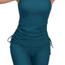 B2prity Tankini Swimsuits for Women Tummy Control Two Piece Bathing Suit Tank Top with Shorts Side Tie Swimwear L