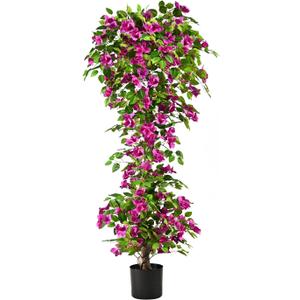 Artificial Bougainvillea Tree -5FT Faux Bougainvillea Tree with Realistic Flowers, Tall Fake Flower Tree for Indoor or Outdoor Decor, Silk Floral Plant for Living Room, Porch, Garden (Purple)