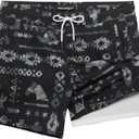 maamgic Mens Swim Trunks with Compression Liner 5 Inch, Quick Dry Bathing Suit with Zipper Pockets, No-Chafing Swim Shorts (X-Small, Dark West)