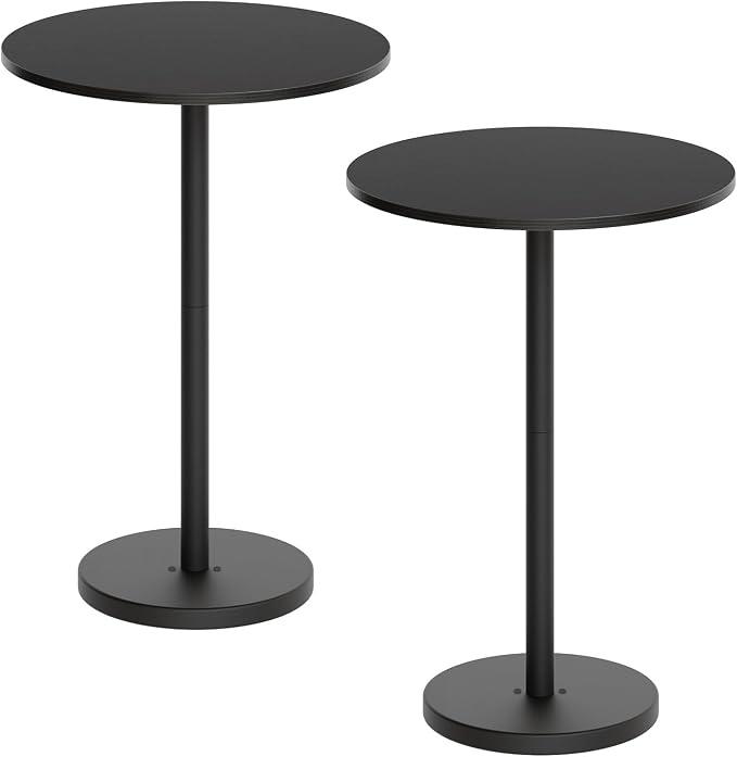 YATINEY Bar Table, Round Bar Table Set of 2, Counter Height Table, Pub Cocktail Table, Metal Frame, for Bistro, Dining Room, Living Room, Terrace, Black BT05L2BB, 
Product Dimensions	21.7"D x 21.7"W x 39.5"H
Item Weight	11 kg