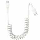 Car Carplay Cable 1.5FT to 6FT Coiled USB A to USB C Fast Charge Cord for iPhone 17/16/16e/15/Plus/Pro Max/Air, Retractable short Auto Android Charging Cord for Google Pixel 10 Pro Fold/9/8/7/6/5/4/3 (White)