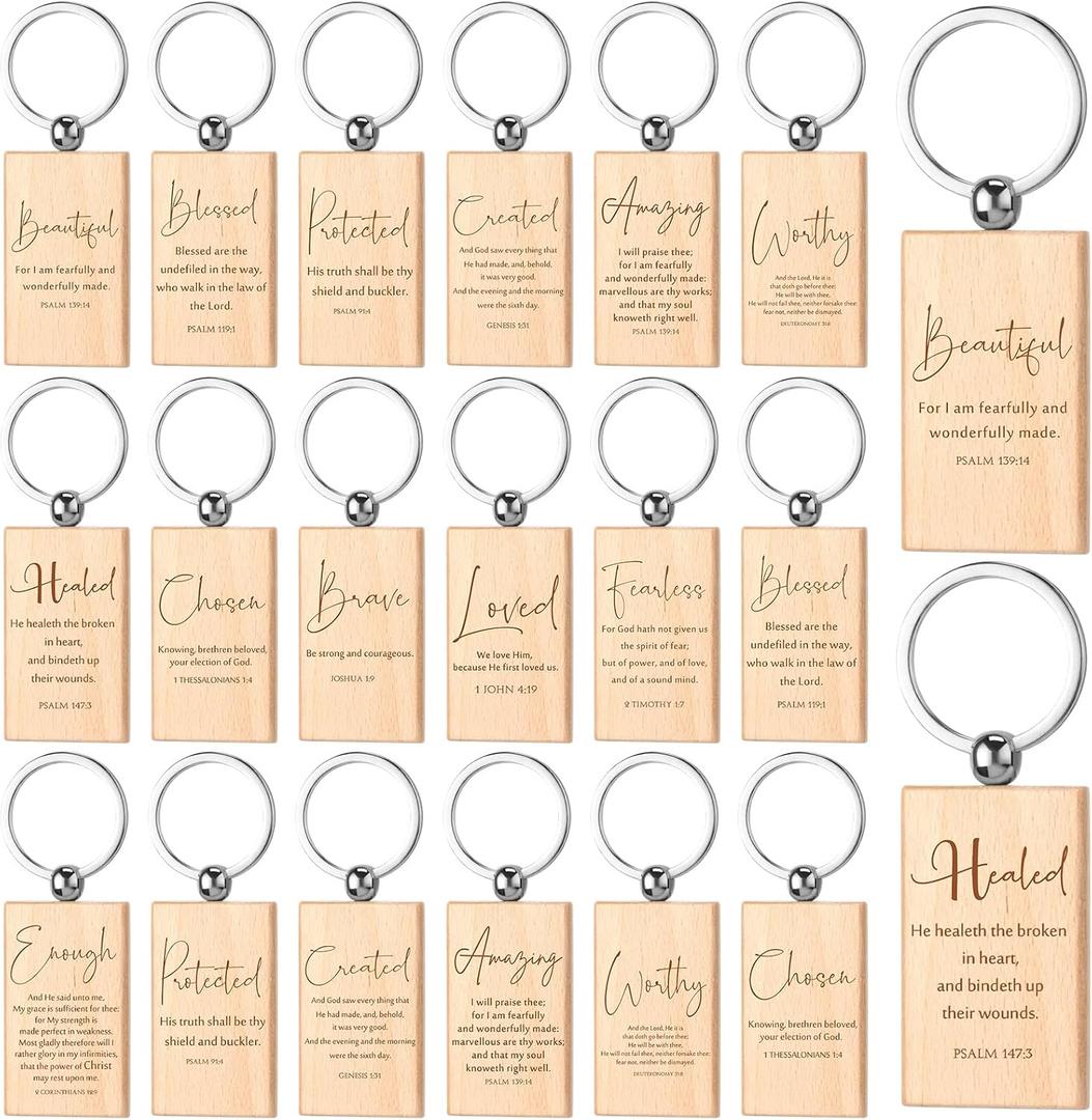 Sureio 48 Pcs Grandparents Day Church Gifts Bulk Baptism Party Favor Christian Keychain Bible Verse Keychain for Father Dad Godfather Men (Rectangle)