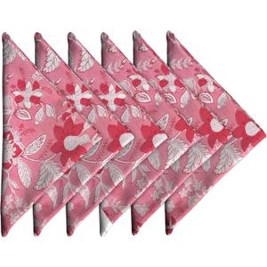 AVKA Studio Cotton Dinner Napkins 18x18 inches - Washable Cloth Napkins Set of 6 - Everyday Use or Dinner Party and Events - Pink Lighweight Indian Block Printed Fabric