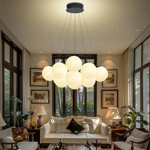 Modern Bubble Chandelier 13-Light White Glass Chandeliers Black
