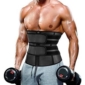 MOLUTAN Waist Trainer Trimmer for Men Tummy Control Shapewear Neoprene Sweat Belt for Weight Loss Slimming Body Shaper (Black, X-Large)