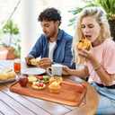 Medium Wooden Serving Trays for Party Long Charcuterie Boards Rectangle Acacia Wood Platter Fruit Dessert Tray for Food Dish Snack Cookie Appetizer Plates Cheese Board Kitchen Dinner Platters