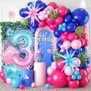 Cartoon 3rd Birthday Decorations for Boys Girls, Starry Sky 3 Balloon Number 40 Inch, Pink and Blue Balloons With Star Balloon For Pink Blue Birthday Decorations