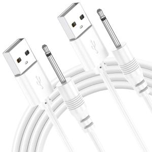 Vanjua 2 Pack Replacement DC Charging Cable, USB to DC 2.5mm Fast Charger Cord Adapter - 2.5mm Massager Charger