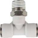 BLCH PNEUMATIC Male Branch Tee 1/4 Inch Tube OD x 3/8 Inch NPT Pneumatic Push To Connect Fittings Tee Air Fittings PT1/4-N03 (Pack of 10) (White)