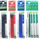 Pilot Gel Ink Refills for FriXion Ball 4 Gel Ink Multi Pen, 0.5mm, Black/Blue/Red/Green Ink, 6 Packs 12 refills total Value Set