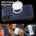 Lunivop for Samsung Galaxy s25 Edge Case Leather [Compatible with Magsafe Wireless Charging] Magnetic Cover Stand Funda para S 25 Edge 6.7 '' 2025 Rugged Best Phone Cases Blue