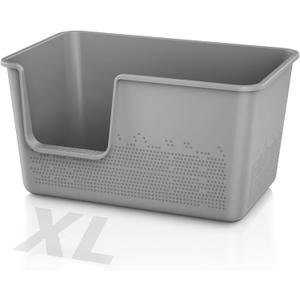 Cat Litter Box with High Sided,24.8" Lx14.9 Wx13.0 H,Extra Large Cat Litter Box for Big Cats,XL Jumbo Kitty Litter Box for Indoor Cats,Tool-Free Assembly (Grey)