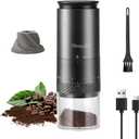 Mongdio Portable Electric Burr Coffee Grinder with 38 Adjustable Settings, Conical Burr Coffee Grinder with LED Display, USB Charging, Ceramic Core, for Home, Space Black