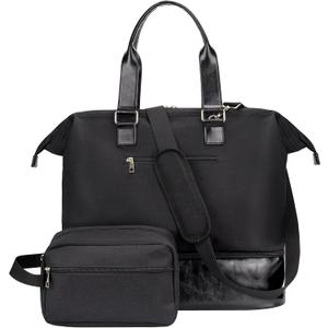 MINKARS Weekender Bag with Shoe Compartment Travel Duffle, Carry On 20 Inch, Black